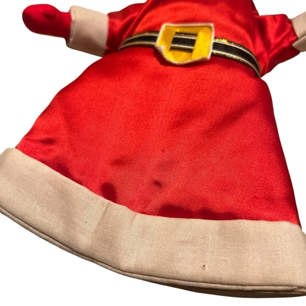 Vintage 1960s Satin Santa Claus Tree Topper Puppet Style Christmas Decoration